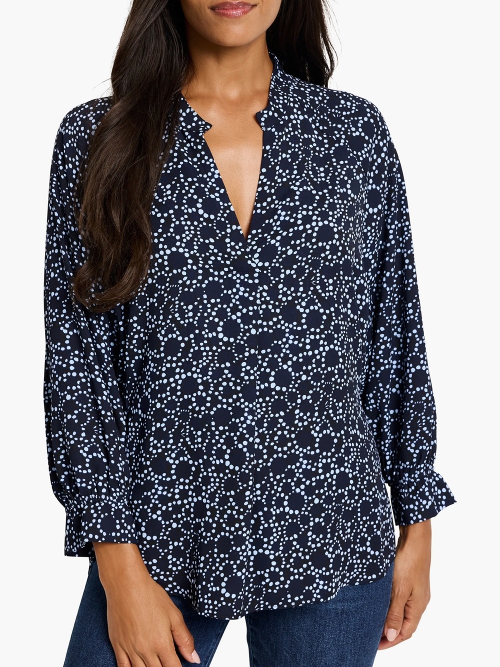 NWT Nic + Zoe Sz XL Women’s Blue & White Pearl Garden Cinch Blouse Top Rt $158!